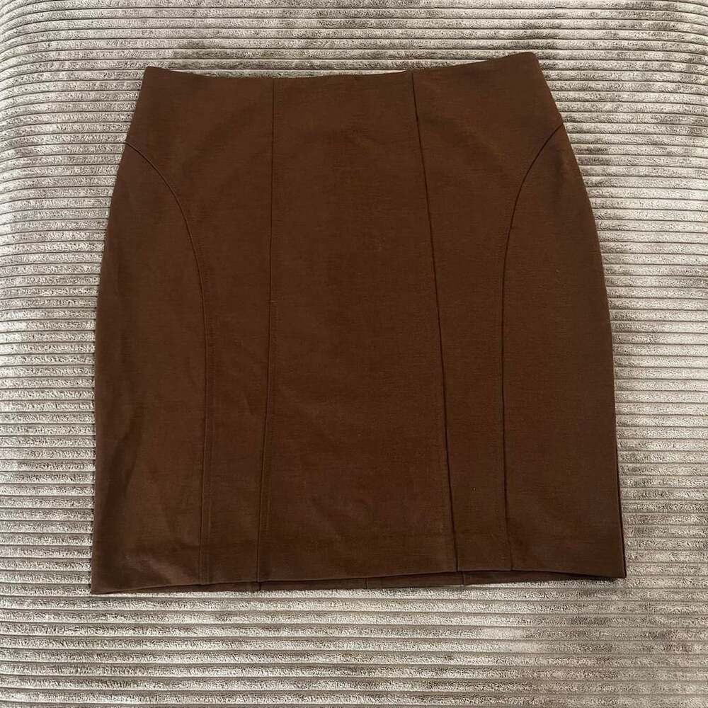 New York & Company Skirt Size 2 Brown Stretch Pencil Mini